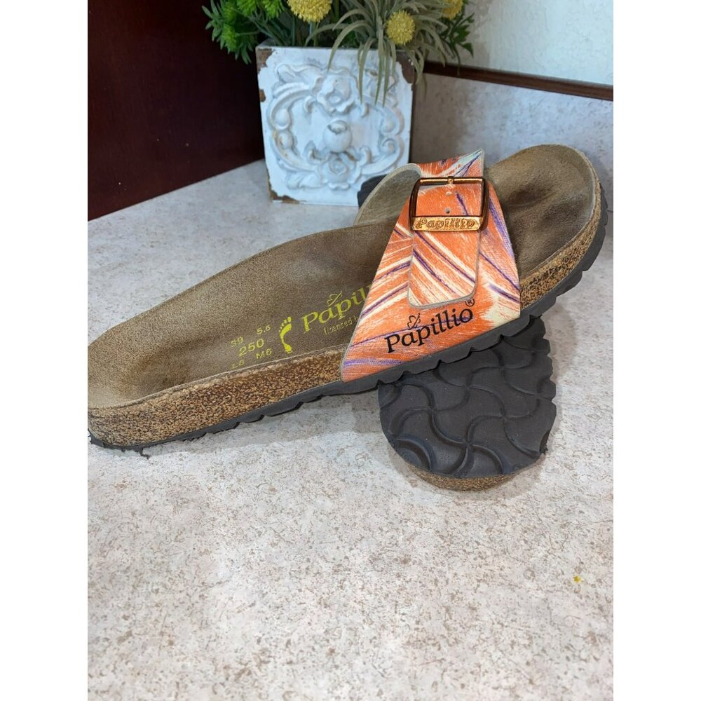 Papillio Birkenstock Orange & Multicolor Sandals With Adjustable Buckle Strap &